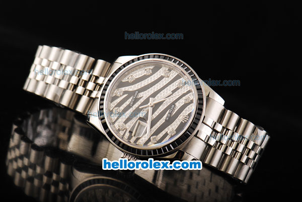 Rolex Datejust Automatic Movement Swiss Coating with Black Diamond Bezel and Diamond Dial - Click Image to Close
